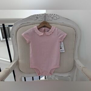 🩰 9 Mth Carter's Pink Scallop Trim Collar Baby One-Piece 100% Cotton NWT